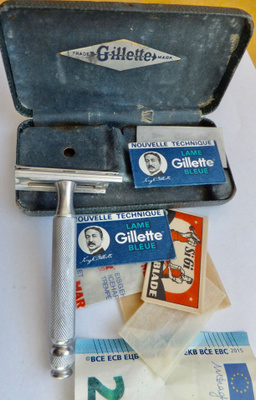 VANHA Partahöylä GIllette Alkup Kotelo + Teriä 1940-l