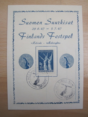 VANHA Postikortti Suurkisat Erikoisleima + Postimerkki 1947