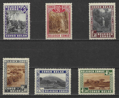 (S0126) BELGIAN CONGO, 1938 (National Parks). Mi ## 173-178
