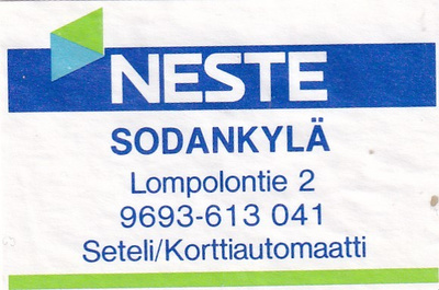 Sodankylä. Lompolontie 2  , NESTE   6/8