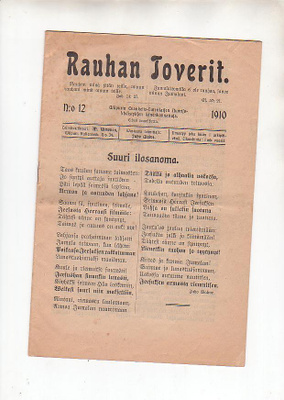 Rauhan Toverit, n:o 12 / 1910 , Viipuri.