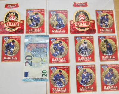 14xVANHA Olut Etiketti Karjala 1995 Jääkiekko MM-mestaruus