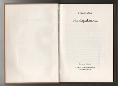 Böök, Eero: Shakkipakinoita, WS 1967, sid., K3 +