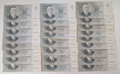 10 Markkaa 1963 Litt. A, 1- kirjain, 25kpl