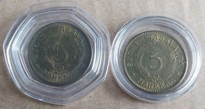 5 mk 5 markkaa 1947 - 2 kpl