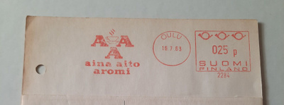 Kuva/firmaleima, AinaAitoAromi, Oulu 16.7.63