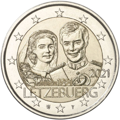 ** LUXEMBURG 2€ 2021 Henrin häät 40 v. relief pillerissä **