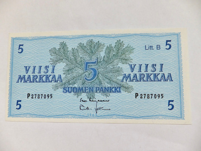 5 mk 1963 Litt B P-sarja PAKKASILEÄ
