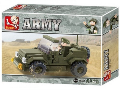 Sluban Army M38-B0296 Jeep, 121 palikkaa, 1 hahmo *UUSI*