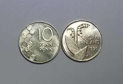 Suomi 10 p Cu-Ni 1990-2000, 204 kpl + 50 p 1990-1993, 26 kpl