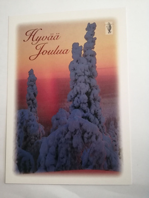 Suomen luonnonsuojeluliitto Joulukortti. Lumiset puut.......