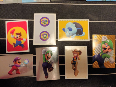 Panini Super Mario -tarrat, 6 kpl + Luigi-kortti