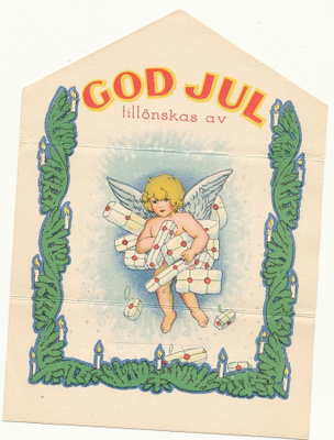Pieni vanha kirjekortti - enkeli