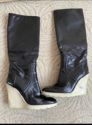 AUTHENTIC GUCCI KNEE HIGH WEDGE BOOTS KOKO 37
