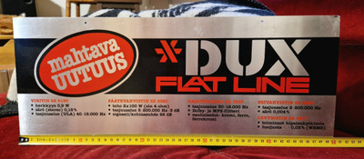 Dux Flat Line Vintage Stereoiden alumiininen mainoskyltti