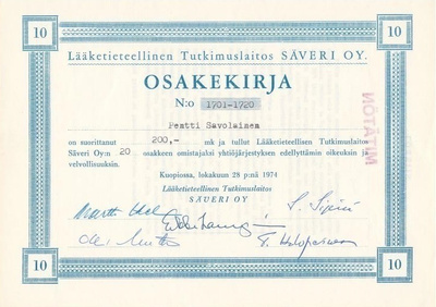 OKK 1974 Lääketieteellinen Tutkimuslaitos Säveri Oy Kuopio