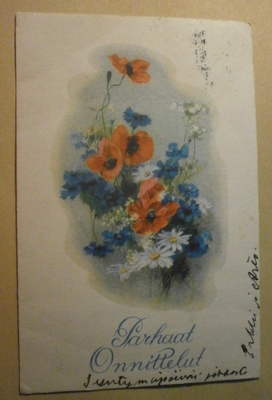 Unikkoja, ruiskukkia, päivänkakkaroita, p. 1945 + rivileima
