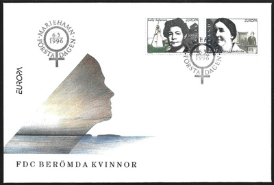 FDC Åland 1996 Eurooppa m Kuuluisat naiset LaPe ÅL 113-114