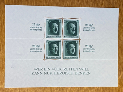 SAKSA REICH 1937 KULTTUURIRAHASTO BL9**