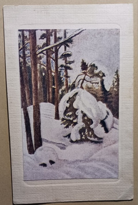 Väinö Blomstedt: Talvimaisema, kehyskortti, p. 1921