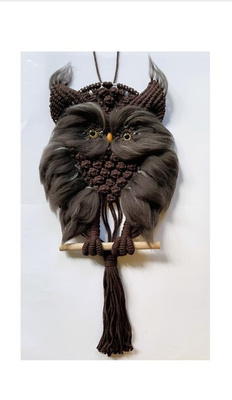 Makramee pöllö - Tummanruskea - 28 cm x 58 cm