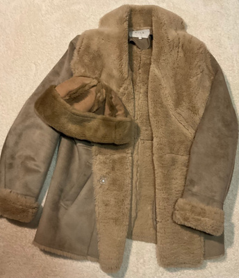 VILA beige vaalea ruskea talvitakki shearling jacket M