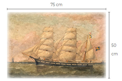 Uusi purjelaiva puutaulu koko noin 50 cm x 75 cm