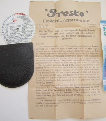 VANHA Valotuslaskin Presto + Alkup. Ohje 1930-l Saksa