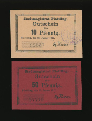 Saksa Notgeld 10, 50 Pfg, Plattling 1917