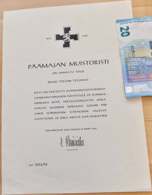 VANHA Luovari Päämajan Muistoristi 1956 Tunnettu Saaja