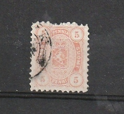 1875 Vaakunamerkki 5p oranssi leimattuna