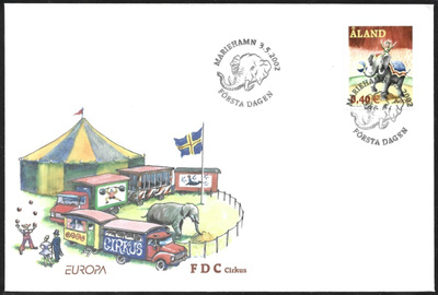 FDC Åland 2002  Eurooppa-merkki Sirkus  LaPe ÅL 208