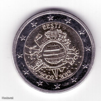 Viro Eesti 2€ 2012 Eurosetelit ja -kolikot 10v