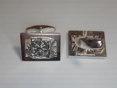 Vintage hopeiset kalvosinnapit Pitsi design P.Sarpaneva