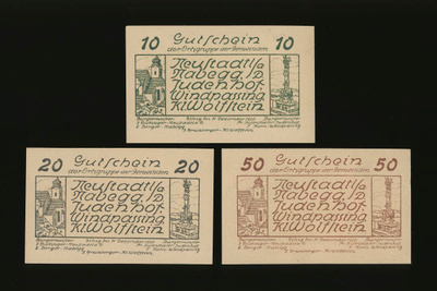 Itävalta Notgeld 10, 20, 50 Heller, Neustadtl 1920