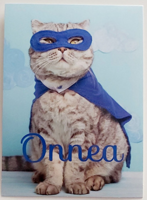 "Kissa sinisessä asussa"-KULKEMATON ONNITTELUKORTTI