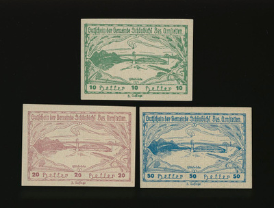 Itävalta Notgeld 10, 20, 50 Heller, Schönbichl 1920