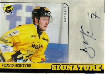 2014-15 Cardset DAVID MCINTYRE SaiPa Signature nimmari