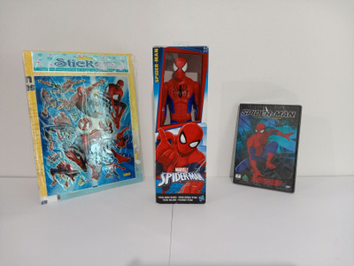 Spider-man figuuri + Animated series dvd + tarra arkki