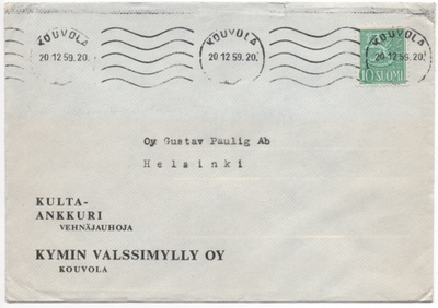 Kouvola firmakuori Kymin Valssimylly oy 1959