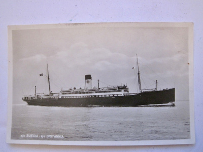VANHA Postikortti Laiva ss Suecia ss Britannia 1920-l