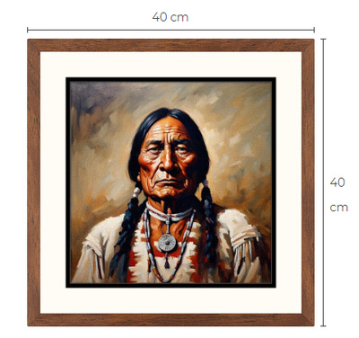 Uusi Intiaanipäällikkö taulu koko 40 cm x 40 cm kehyksineen