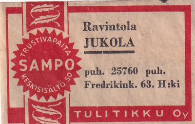 Helsinki, Ravintola Jukola , Fredrikink. 63    6/2