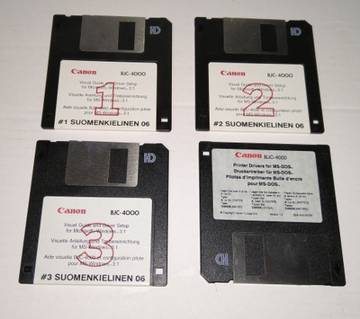 CANON BJC-4000 WINDOWS 3.1  + MS-DOS DISKETTE X 4