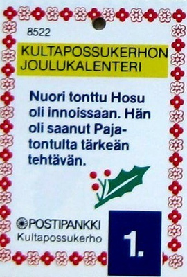 Kultapossukerhon joulukalenteri