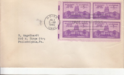 USA FDC 19  nelilöllä