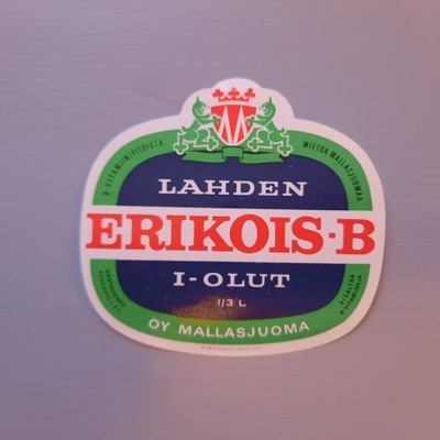 Etiketti olut Mallasjuoma Lahden Erikois B I-olut