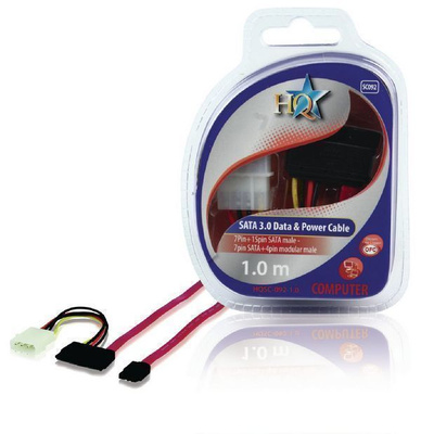 HQ Yhdistelmäkaapeli 7-pin SATA + Molex - 7+15pin SATA, 1m
