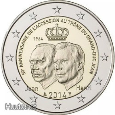 ** LUXEMBURG 2€ 2014 Grand Duke Jean pillerissä **
