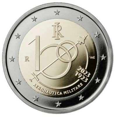 ** ITALIA 2€ 2023 Ilmavoimat 100 vuotta pillerissä **